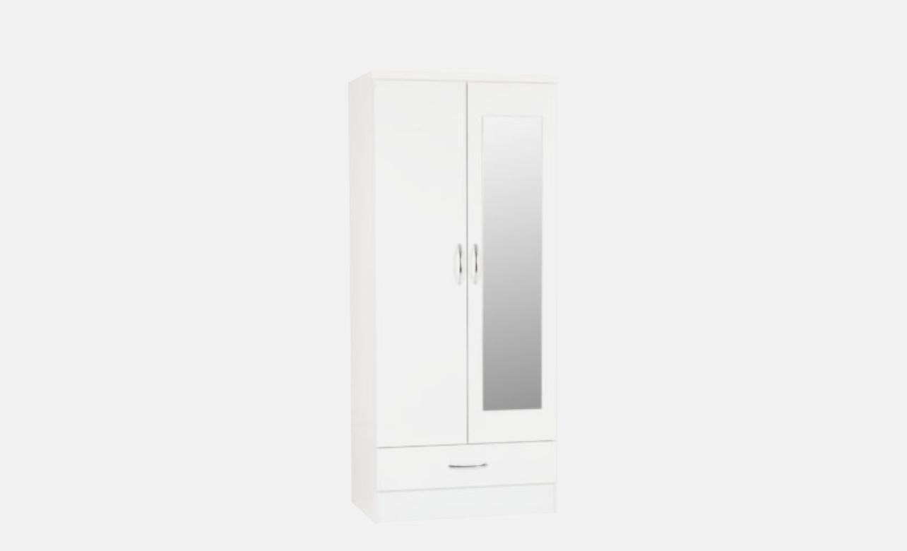 Nevada 2 door 1 Drawer Mirror wardrobe