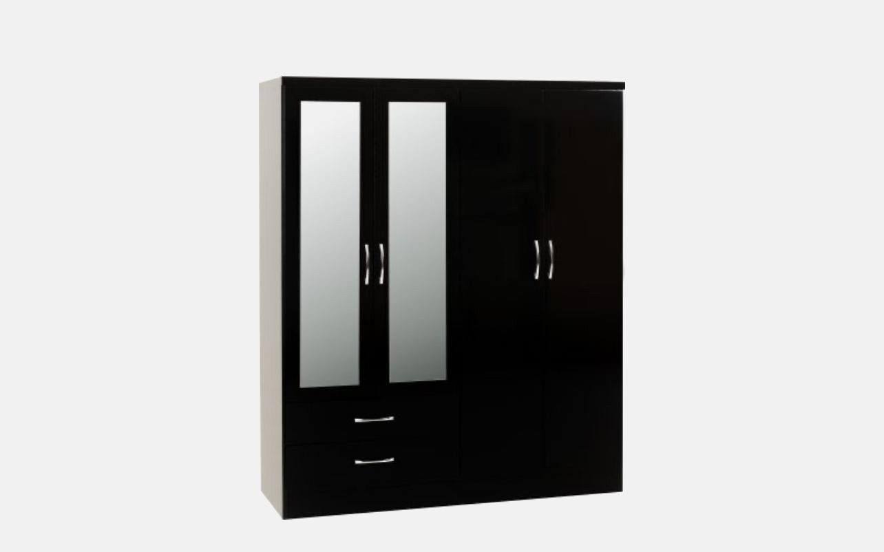 Nevada 4 door 2 Drawers Mirror wardrobe