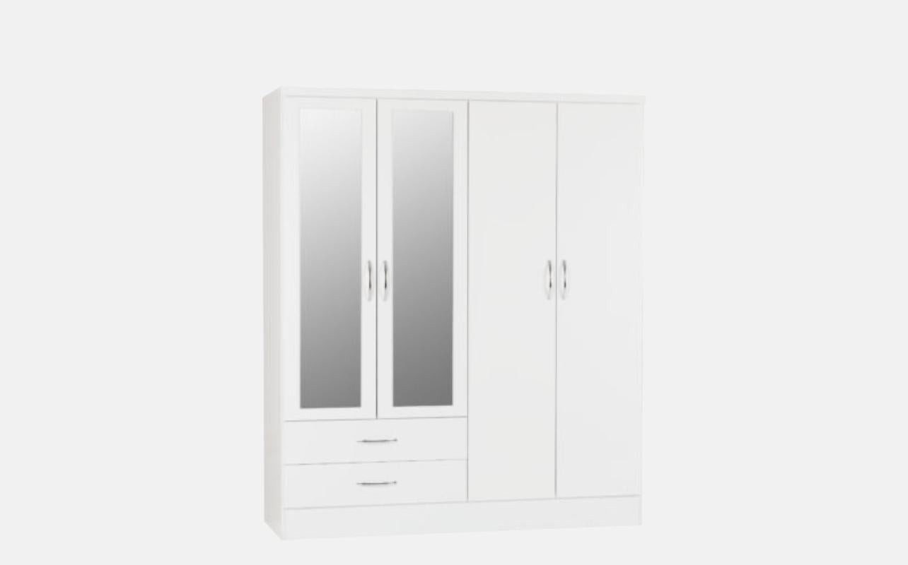 Nevada 4 door 2 Drawers Mirror wardrobe