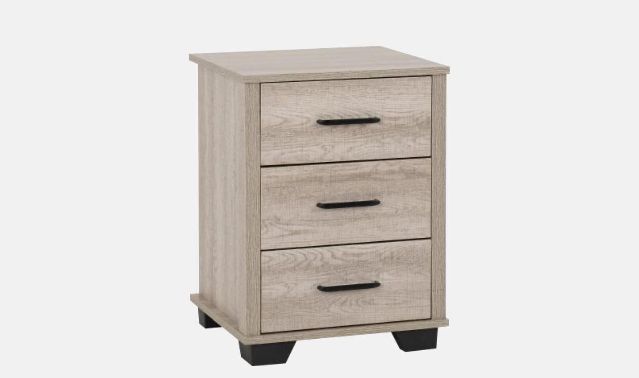 Oliver Light Oak Effect 3 Drawers Bedside